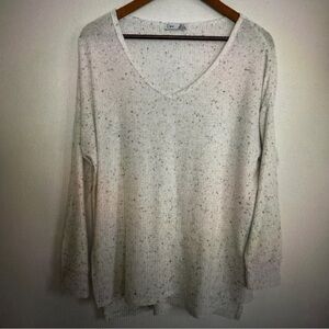 Dex Woman Beige 3/4 Sleeves Hi Low Pullover Lightweight Tunic Sweater Size M